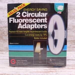 Two Energy Saver Circular Fluorescent Adapters with Bulbs Model 5000-2B
